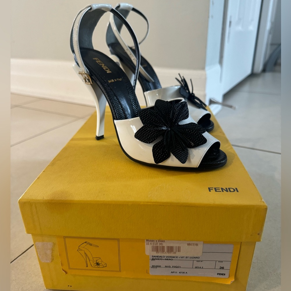 Fendi Slingback Shoes in White + Nero